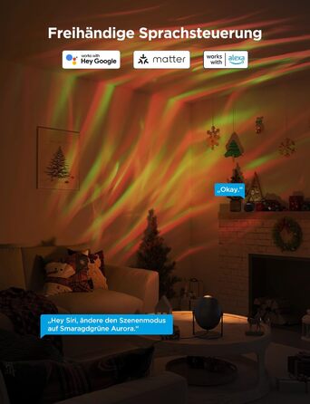 Проєктор зоряного неба Govee RGBW Aurora: Лампа, 52 сцени, таймер, 18 шумів, сумісність з Alexa Matter, для дитячої кімнати та спальні