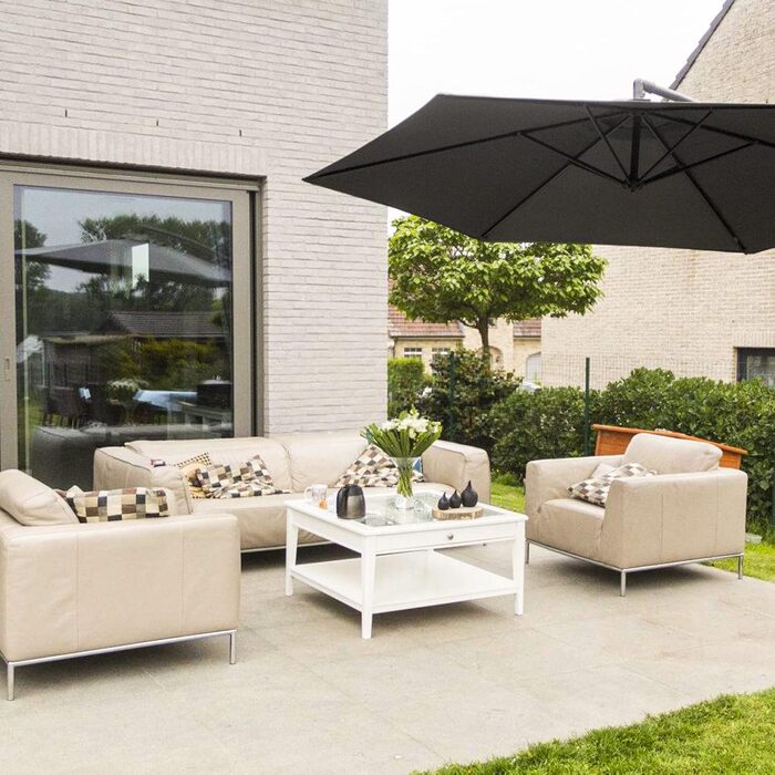 Садова парасолька від сонця Alu Ampelschirm з ручкою-курбою, Ø300 см, сіра, з UV-захистом та водовідштовхувальним покриттям