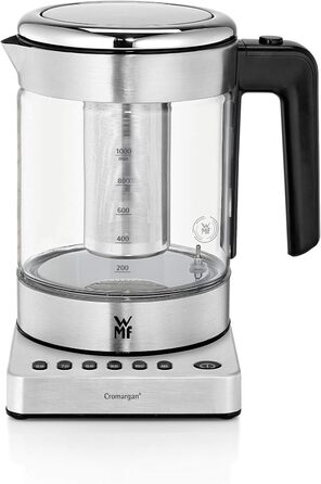 Електричний чайник-заварник WMF Küchenminis 2в1 з регулюванням температури, 1л, 1900 Вт, скляний, з тримачем для пакетиків та ситом