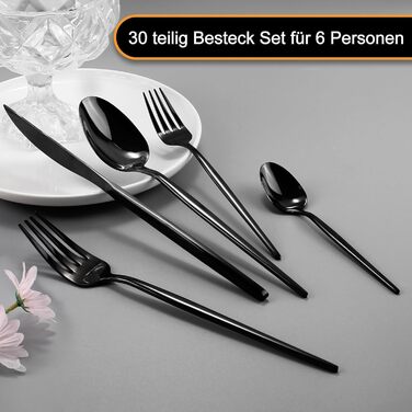 Набір столових приборів на 6 осіб, Targzier, 30 предметів, нержавіюча сталь, кольоровий, для кухні/готелю/ресторану, преміум-якість, придатний для миття в посудомийній машині