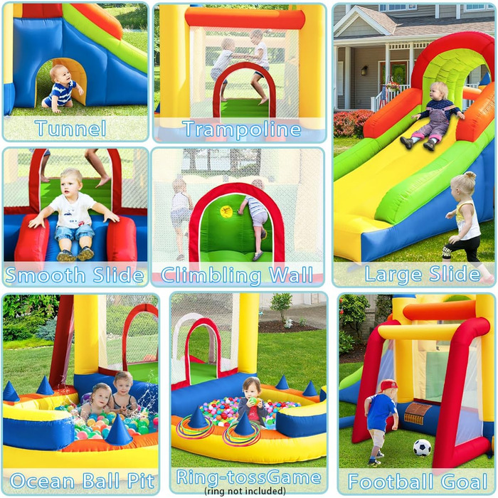 Надувний батут для дітей з насосом, міцний матеріал, для 3-4 дітей, 315x245x194 см (QCPY)