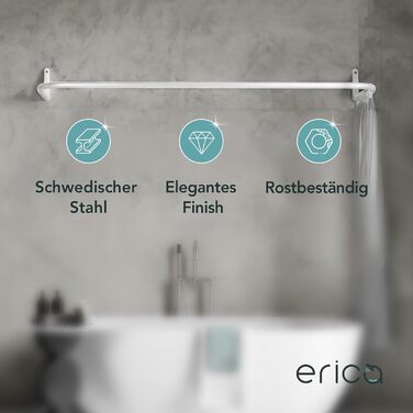 Штанга для душу Еріка L-подібної та U-подібної форми - 4-в-1 для ванни та душу - кутова штанга для душу - сталь з порошковим покриттям - без кріплень до стелі - білий колір