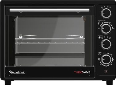 Міні-піч TurboTronic 35л з конвекцією, чорна, 1600W. 2 дека, таймер, піч для піци та гриль