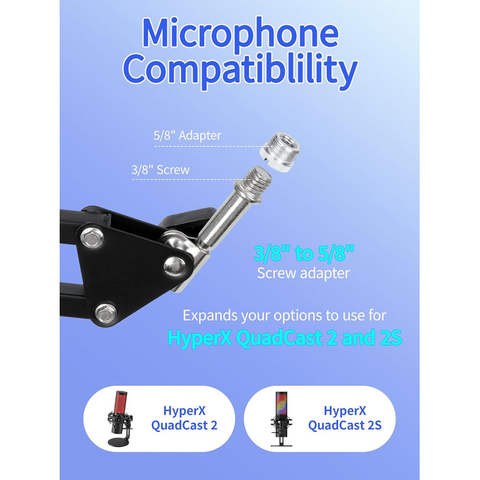 Стійка для мікрофона HyperX QuadCast з поп-фільтром та тримачем YOUSHARES для QuadCast S, Blue Yeti, Razer Seiren Mini V3