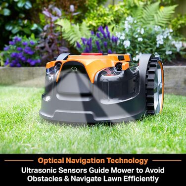 Робот-газонокосарка LawnMaster OcuMow 24V MAX з оптичною навігацією, автоматичним обходом перешкод і точним підрізанням, комплект з 10-дюймовим тримером для трави