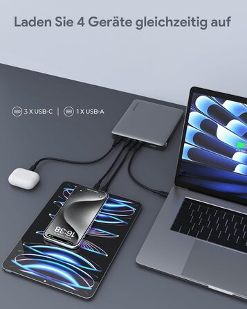 Вт, 20000 мАг ноутбук Power Bank USB C вхід і вихід зовнішня батарея 3 порти, цифровий дисплей, швидка підзарядка 65 Вт, для ноутбуків, планшетів, смартфонів, навушників тощо, 100