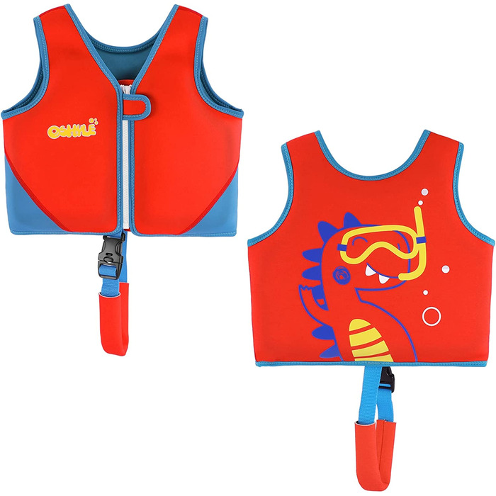Дитячий рятувальний жилет OSHYLE-неопренова рятувальна куртка для хлопчиків і дівчаток, плаваючий неопреновий рятувальний жилет для малюків від 1 до 9 років (L (7-9), Помаранчевий)