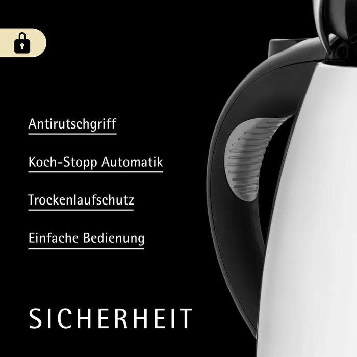 Електричний чайник WMF Stelio 1,7л з нержавіючої сталі, з фільтром від накипу, 2400 Вт, з підсвічуванням рівня води, захистом від перегріву, матове срібло