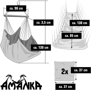 Дитяче підвісне крісло AMANKA з подушкою - Підвісні гойдалки для дитячої кімнати та саду - Indoor Outdoor (Blue)