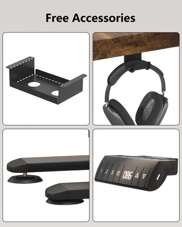 Регульований стіл Flamaker: електричний, з пам'яттю, для офісу, 140x70 см, коричневий (Vintage Braun)