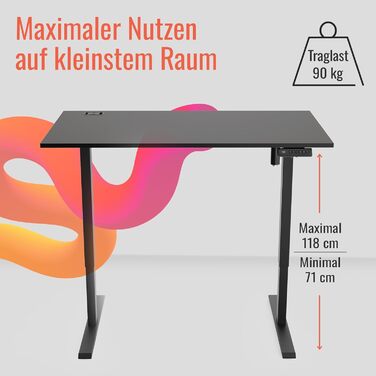 Стол Yaasa Desk Lite регульований по висоті 100x60 см, чорний – електричний офісний стіл з автопідйомом, пам'яттю та кабелепроводом