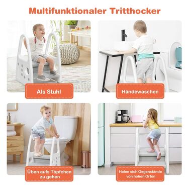 Триттхокер COSTWAY Kinder: 2-ступенева драбинка-табурет для дітей, пластик, сірий