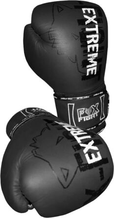 Боксерські рукавички FOX-FIGHT Extreme професійної якості з натуральної шкіри преміум-класу з мішком з піском тренувальний спаринг Муай Тай Кікбоксинг вільний бій бойові мистецтва BJJ рукавички з мішком з піском рукавички чорні 12 унцій