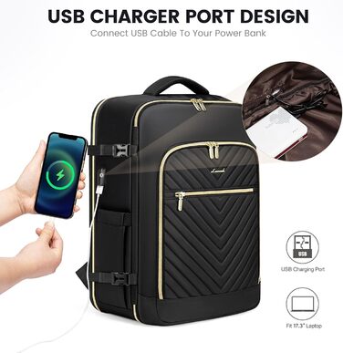 LOVEVOOK Рюкзак для ручної поклажі 40L, жіночий, для подорожей, великий, сумка-валіза, рюкзак для ноутбука 17.3