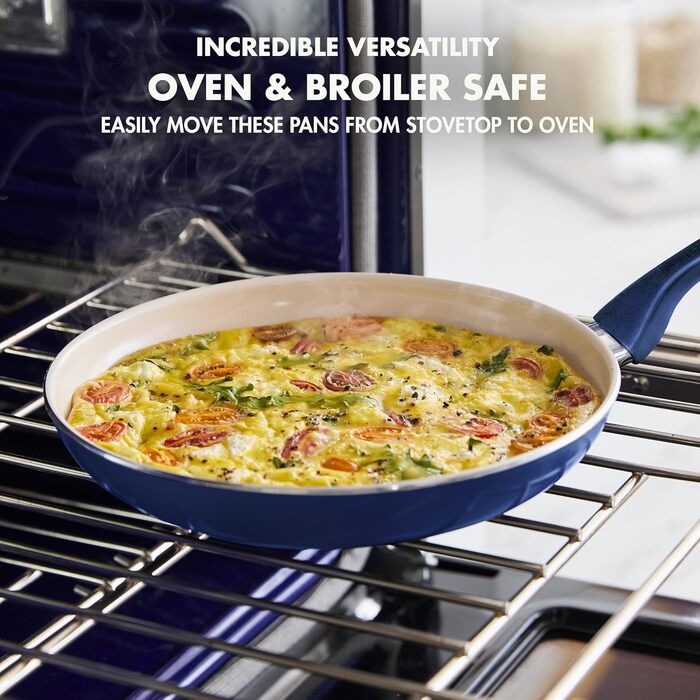 GreenPan Rio: Сковорода з антипригарним покриттям Ceramic Nonstick 20.3 см + Силіконовий шпатель, Soft Grip, PFAS-free, для плити та духовки, блакитний