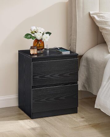 Приліжкова тумбочка VASAGLE Kailyn з розетками, 2 ящики, 2 AC-розетки, 2 USB-A порти, для спальні, хмарно-білий LET62W02