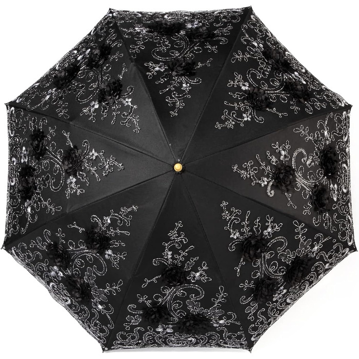 Жіноча парасолька, Вишитий, Мереживо, Двоповерховий пристрій, Захист від ультрафіолету, Парасолька від сонця, дощу, снігу (чорний)