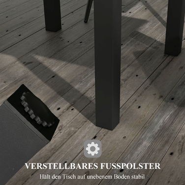 Зовнішній стіл для саду, стійкий до погодних умов, 162 x 80 x 75 см, сірий