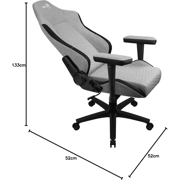 Ергономічне ігрове крісло, регульовані подушки, AeroWeave, сірий