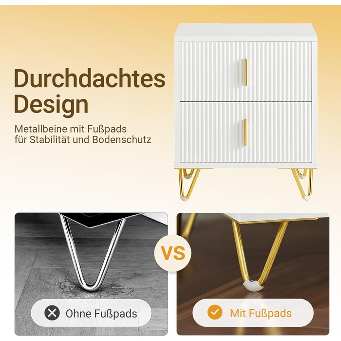 Приліжкова тумбочка SoBuy з 2 шухлядами, біла, 40x40x47 см