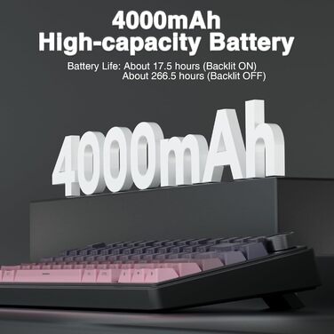 Механічна клавіатура AULA F75 PRO для геймінгу: 2.4GHz/Type-C/BT5.0, Hot-Swap, бездротова, 75%, QWERTY (сірий/чорний рожевий)