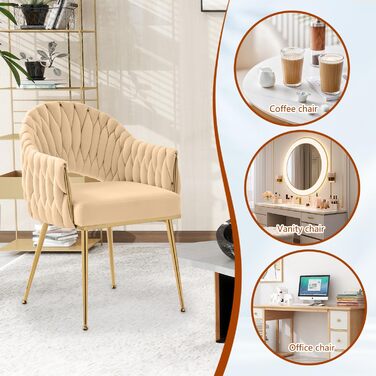 Елегантні обідні стільці Samt 2 шт. з підлокітниками, для вітальні, кухні, балкону. Білий (Бежевий)