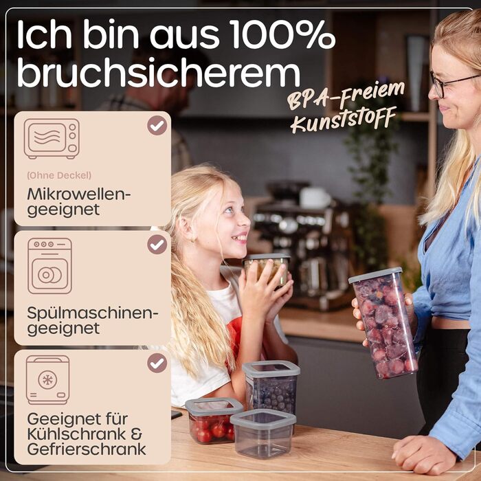 Набір контейнерів для зберігання продуктів [12 шт] антрацит - стекові та економні для кухні. Герметичні скляні банки для борошна, контейнери для їжі, 12 шт.