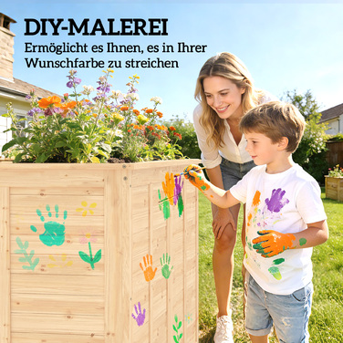 Підвищене грядок з дерева 152 x 77 x 77 см. Глибокий грядок для трав з відкритим дном та підсилювальними стержнями.