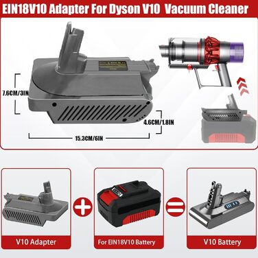 Заміна батареї JJXNDO Dyson V10, адаптер для пилососа Makita 18V/EINHELL на Dyson V10 (без акумулятора)