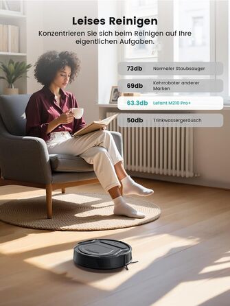 Робот-пилосос LEFANT M210 Pro+ Black: потужність 4000Pa, Wi-Fi, керування через додаток/Alexa, оминання перешкод 190°, тихий, для твердих підлог та килимів, збір шерсті тварин