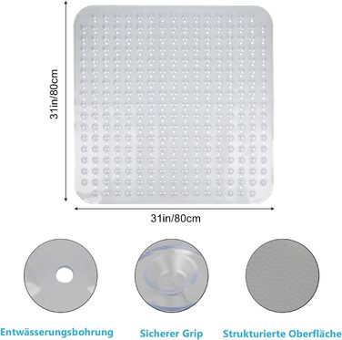Килимок для душу Mofonky нековзний 80х80 см, прозорий, для пенсіонерів