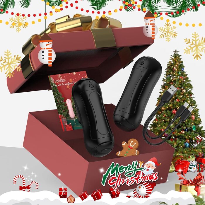 Електричний грілка для рук FANDLISS 6000 mAh, 2 шт. - багаторазовий, з USB зарядкою, для кемпінгу, на відкритий простір, на подарунок, чорний