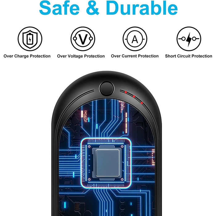 Електричний грієчка USB, Powerbank 5200mAh, портативний кишеньковий грієчка, багаторазовий, для жінок та чоловіків, Raynaud, Outdoor, кемпінг, полювання, катання на лижах, чорний та білий (чорний та сірий)