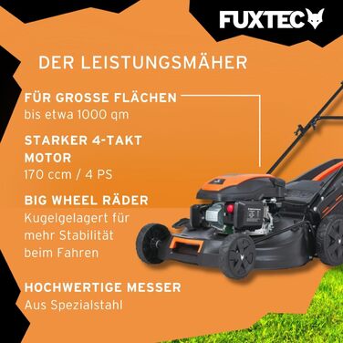 Бензиновий газонокосарка FUXTEC FX-RM5196 4в1 з Edge-Cut, самохідний, 51 см, 170 ccm, 60л травоспікач