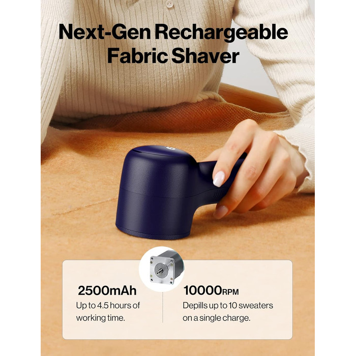Електричний видалення ворсу VASSON для одягу, меблів та постільної білизни. Видаляє клубки ворсу та пілінгу. Темно-синій