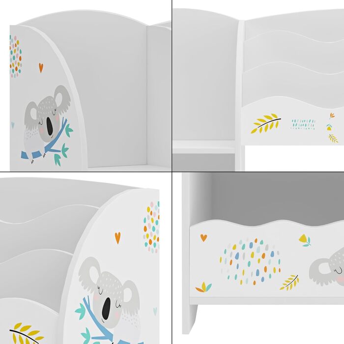 Дитяча полиця для іграшок Lysekil від en.casa з 2 ящиками для зберігання, 100 x 93 x 30 см, мотив коала