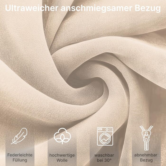 Подушка для вагітних ELONEO NEU для сну на боці, подушка для годування, XXL розмір, кремова, знімний чохол, подушка для читання, пральна