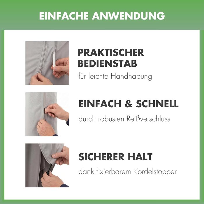 Чохол для садового парасоля Doppler Jack для центрального кріплення | Захисний чохол для парасоля з максимальним діаметром | Стійкий до погодних умов чохол з блискавкою та ручкою (400 см)