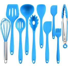 Набір кухонного приладдя з 10 предметів, силіконовий, антипригарний, нековзний, синій