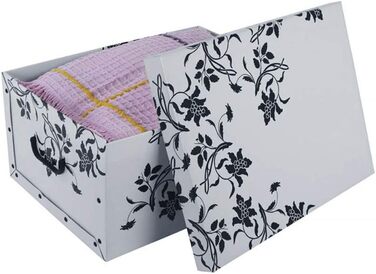 Літрові декоративні коробки, коробки для замовлення, штабельні коробки з кришками та ручками, 51 x 37 x 24 см (білі квіти бароко), 3 шт., XL 45-