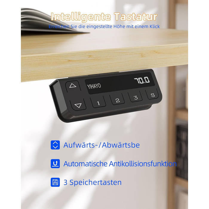 Електричний столик для роботи YIHAYO 140x60 см з регулюванням висоти та функцією пам'яті, білий