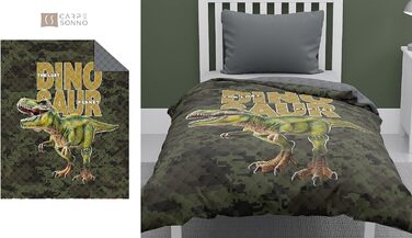 Дитяче покривало покривало для дитячих ліжок 170 х 210 см з кольоровим дизайном Ковдра для двостороннього - односпальне ліжко односпальне стьобане (динозавр)