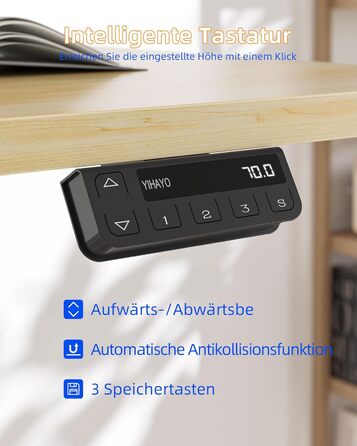 Електричний столик для роботи YIHAYO 140x60 см з регулюванням висоти та функцією пам'яті, білий