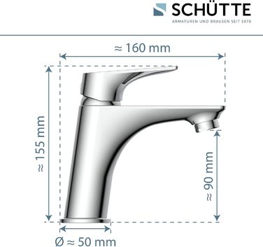 Змішувач для ванної кімнати Schütte Boston, хром, одноlever, з набором для зливу, для умивальника | Schütte