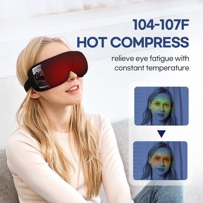 Масажер для очей HubiCare з підігрівом та вібрацією – для зняття втоми, мігрені та зменшення набряків під очима