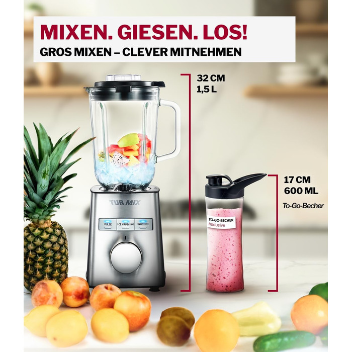 Бездротовий занурювальний блендер Turmix CX 422 з набором аксесуарів: чаша, подрібнювач, віночок, підставка – 1800W, Li-Ion, для універсальної кухні