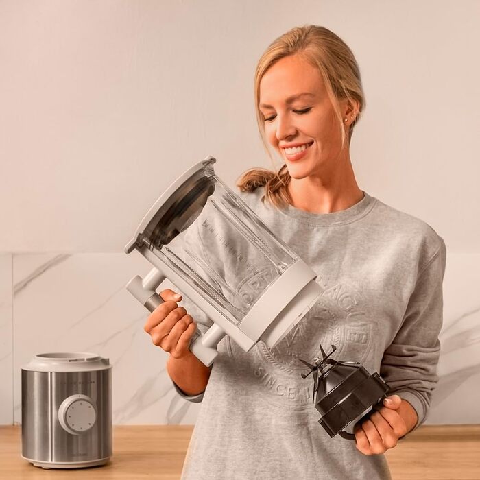 Стаціонарний блендер Cecotec Grand Katana 2700MAX Total Destroy Screen - 2700W, цифровий дисплей, 1.8л скляний глечик (білий)