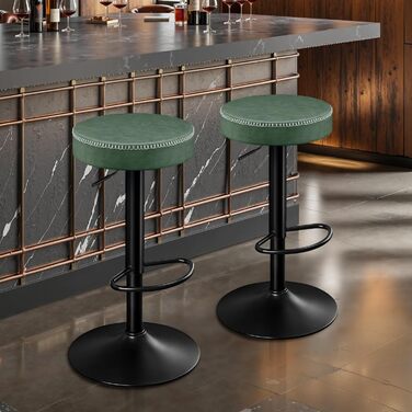 Набір з 2 барних стільців з мікрофібри, обертаються на 360°, витримують до 150 кг, зелені