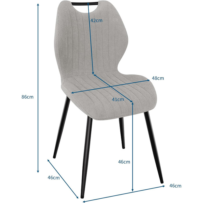 Набір обідніх стільців 4 шт., кухонні стільці, м'які стільці, стільці для вітальні з тканинною спинкою та металевими ніжками, ідеальні для обідньої, кухні, вітальні, сіро-коричневі (4 шт.)