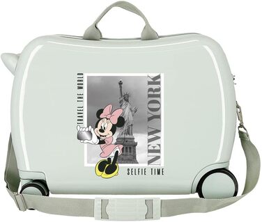 Дитяча валіза Disney Mickey and Minnie Travel The World New York Green, 50 x 39 x 20 см, жорсткий ABS, бічна комбінована застібка, 34 л, 1,8 кг, 4 колеса, ручна поклажа